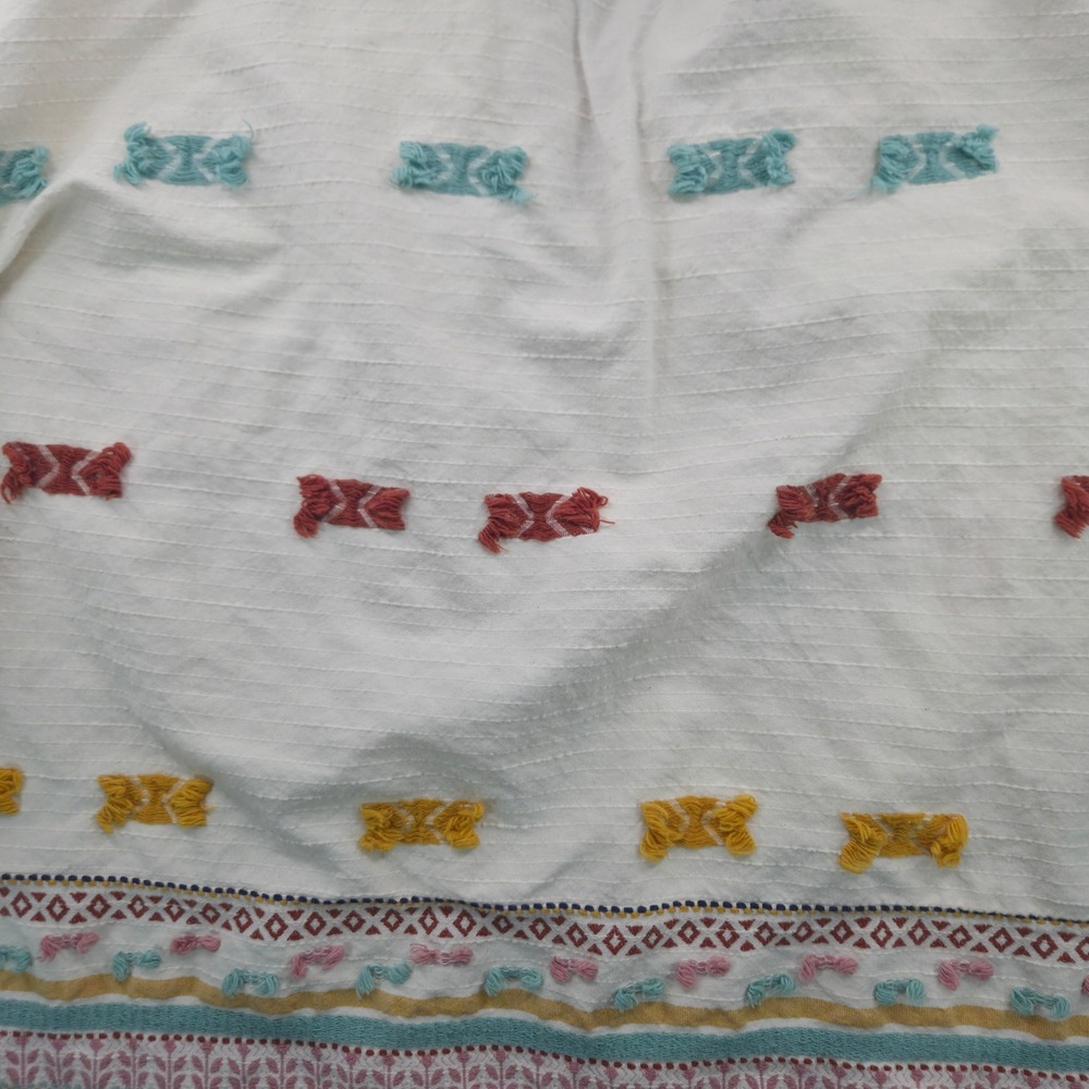 Lou & Grey Loft XS White Embroidered Peasant Blouse Boho Whimsical Tie Neck Top - Picture 8 of 8